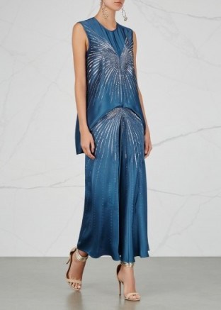 STELLA MCCARTNEY Graziella blue embellished satin dress - flipped