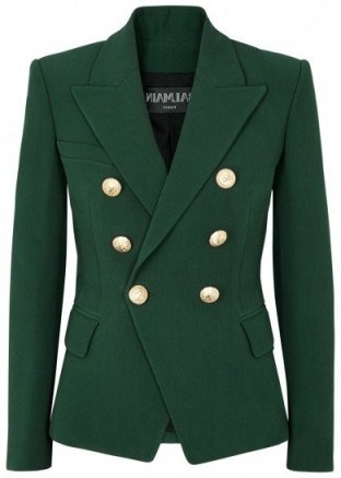 BALMAIN Green double-breasted blazer - flipped