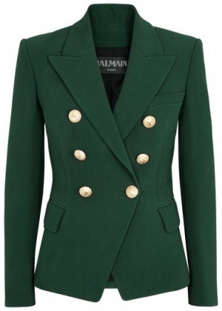 BALMAIN Green double-breasted blazer