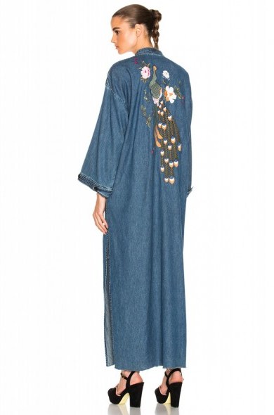 GRLFRND for FWRD Samantha Long Robe | long blue denim robes - flipped