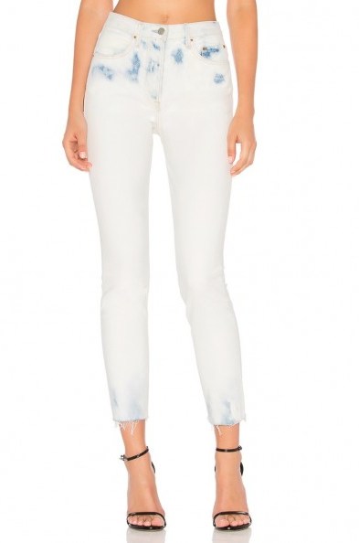 GRLFRND KAROLINA HIGH-RISE SKINNY JEAN | maggie may | white spotted bleach wash denim jeans - flipped