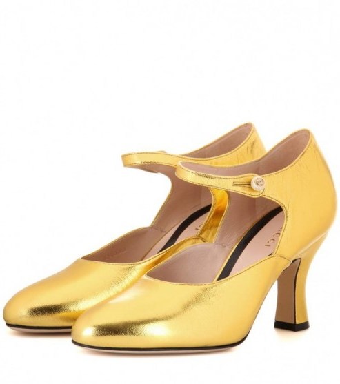 GUCCI Mary-Jane gold leather pumps - flipped