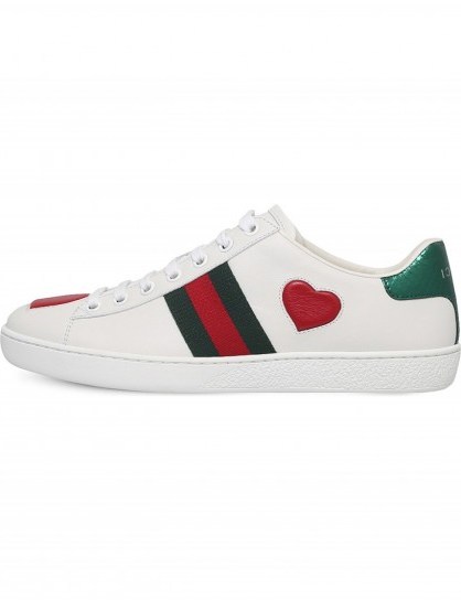 GUCCI New Ace heart-detail leather trainers - flipped