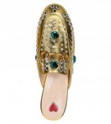 GUCCI Princetown jewel leather slippers – gold luxe embellished flats