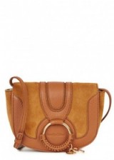 SEE BY CHLOÉ Hana mini leather and suede cross-body bag ~ small tan crossbody bags