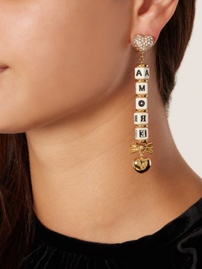 DOLCE & GABBANA Heart and crystal-embellished clip-on Amore earrings - flipped
