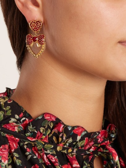 DOLCE & GABBANA Heart drop crystal-embellished earrings