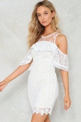 Nasty Gal High Rank Crochet Dress – white semi sheer lace dresses