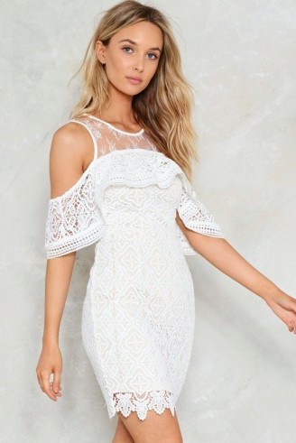 Nasty Gal High Rank Crochet Dress – white semi sheer lace dresses - flipped