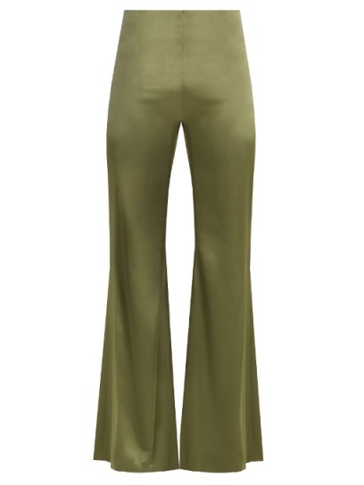 GALVAN High-rise flared satin trousers
