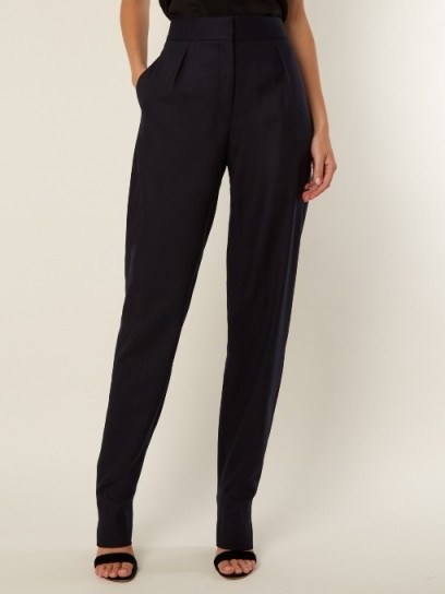 SAINT LAURENT High-rise wool-flannel trousers - flipped