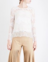 HUISHAN ZHANG Piper floral-lace top ~ white semi sheer tops