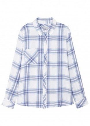 RAILS Hunter checked jersey shirt | classic blue check print shirts - flipped