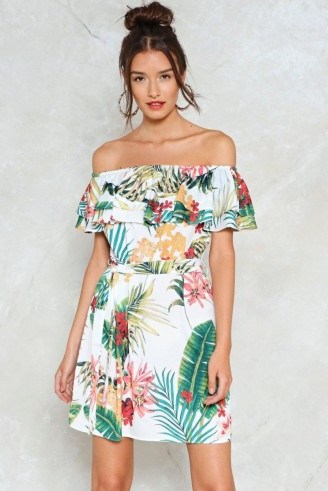 Nasty Gal I Plant Even Palm Dress – off the shoulder summer dresses – holiday fashion - flipped