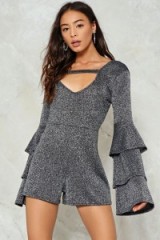 Nasty Gal I’m So Excited Glitter Romper ~ party fashion ~ tiered sleeve rompers ~ going out playsuits