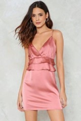 Nasty Gal In The Ruffle Satin Dress – pink strappy dresses