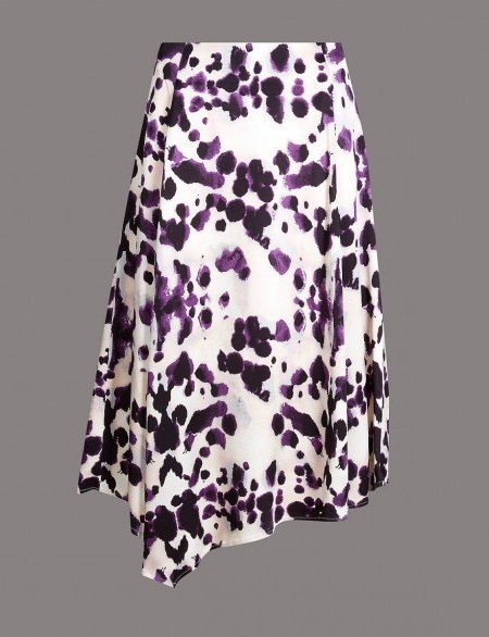 AUTOGRAPH Ink Print Asymmetrical Midi Skirt / M&S skirts / Marks and Spencer - flipped