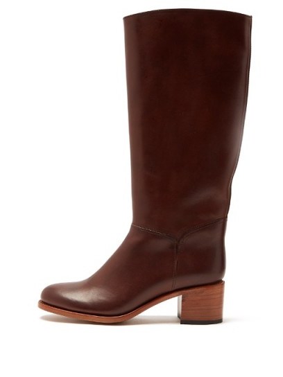 A.P.C. Iris block-heel leather knee-high boots ~ classic winter footwear - flipped