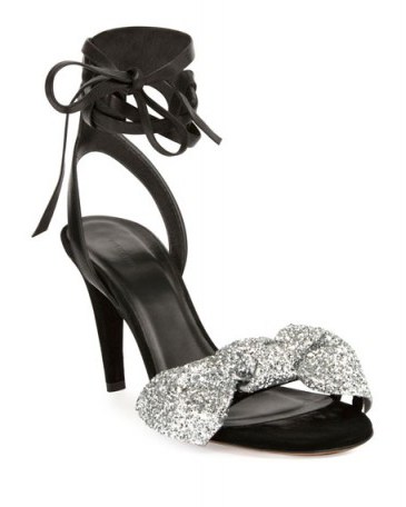 Isabel Marant Akynn Glitter Bow Sandal ~ statement high heeled sandals - flipped
