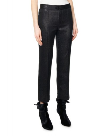 Isabel Marant Mateo Metallic Cropped Pants ~ black crop leg trousers