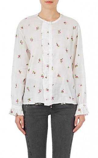 ISABEL MARANT Uamos Embroidered Voile Blouse | white floral blouses - flipped