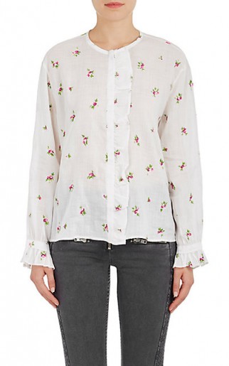 ISABEL MARANT Uamos Embroidered Voile Blouse | white floral blouses