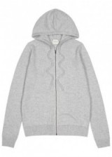 LE KASHA Jaipur hooded cashmere jumper | grey front zip jumpers | knitwear