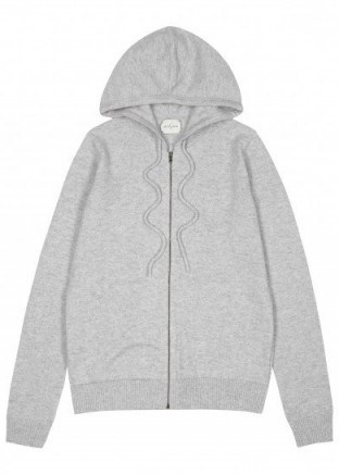 LE KASHA Jaipur hooded cashmere jumper | grey front zip jumpers | knitwear - flipped