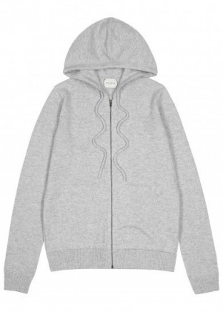 LE KASHA Jaipur hooded cashmere jumper | grey front zip jumpers | knitwear