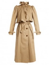 PREEN BY THORNTON BREGAZZI Janis ruffled-neck cotton trench coat ~ chic autumn/winter coats