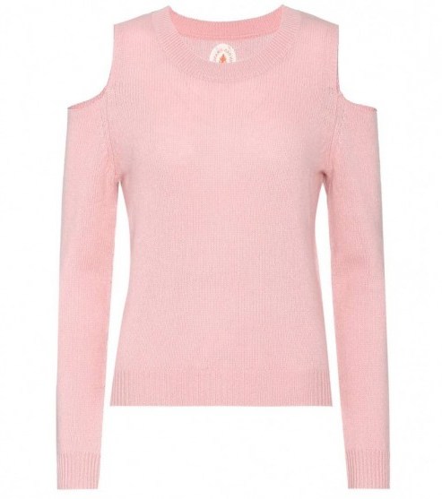 JARDIN DES ORANGERS Cashmere sweater – pink cold shoulder sweaters - flipped