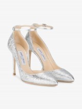 Jimmy Choo Lucy Crushed Metallic Pumps ~ silver high heeled courts ~ luxe court shoes