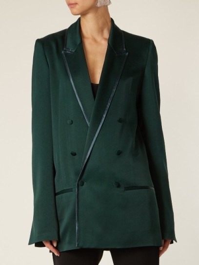 HAIDER ACKERMANN Juiper double-breasted satin jacket ~ emerald-green jackets - flipped