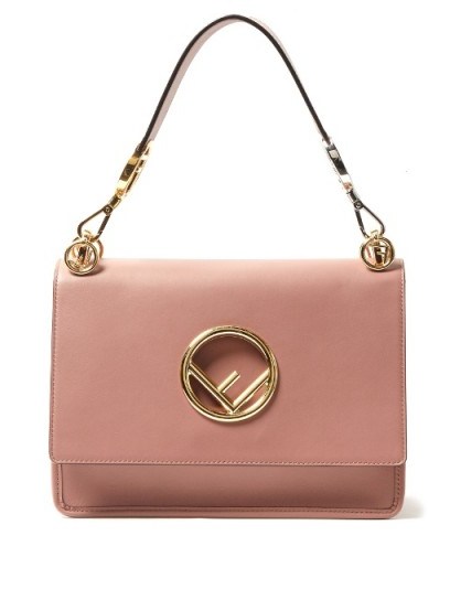 FENDI Kan I Logo leather shoulder bag ~ pink handbags - flipped