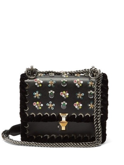 FENDI Kan I small leather cross-body bag ~ floral bags - flipped