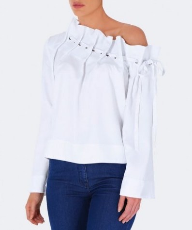 KENDALL AND KYLIE Off Shoulder Grommet Top - flipped