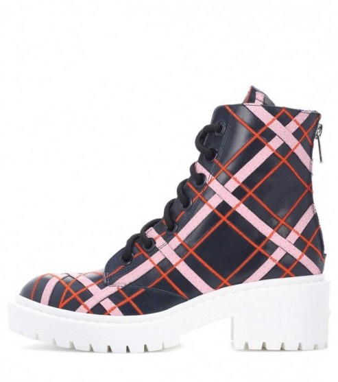 KENZO Plaid leather ankle boots - flipped