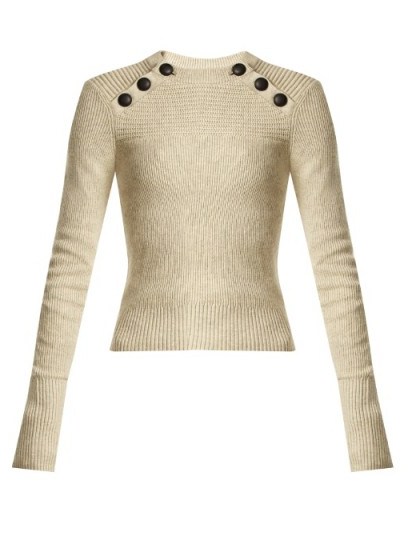 ISABEL MARANT ÉTOILE Koyle button-shoulder cotton-blend knit sweater ~ chic knits - flipped