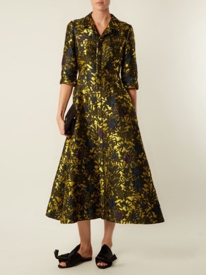 ERDEM Kristen floral-jacquard midi dress ~ elegant style dresses - flipped