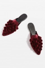 Topshop KUPCAKE Pompom Flat Mules ~ luxe style flats