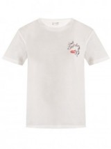 SAINT LAURENT La Bouche-print cotton-jersey T-shirt | white t-shirts