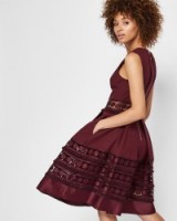 Ted Baker OLYM Lace detail textured dress – maroon party dresses