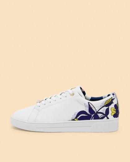 Ted Baker PEHRIE Lace-up trainers ~ white floral sneakers - flipped