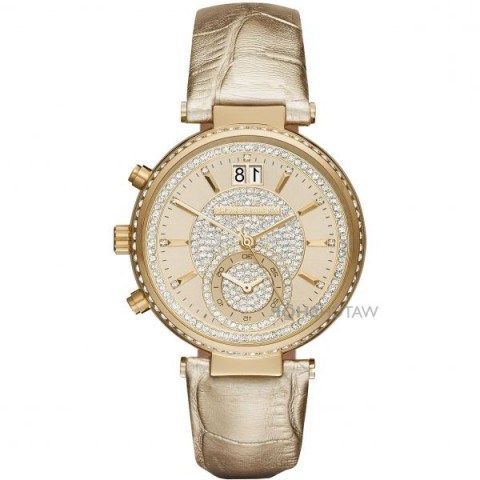 MICHAEL KORS LADIES’ SAWYER CHRONOGRAPH WATCH -bling watches - flipped