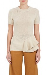 LANVIN Peplum Wool-Blend Short-Sleeve Sweater ~ chic knitwear