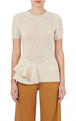 LANVIN Peplum Wool-Blend Short-Sleeve Sweater ~ chic knitwear - flipped