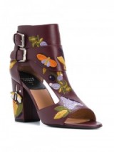 LAURENCE DACADE embroidered sandals | burgundy leather cut out shoes | butterfly embellished