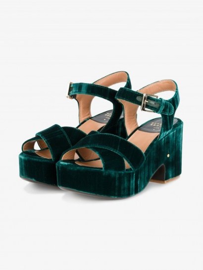 Laurence Dacade Nadine Platform Sandals ~ green velvet platforms - flipped