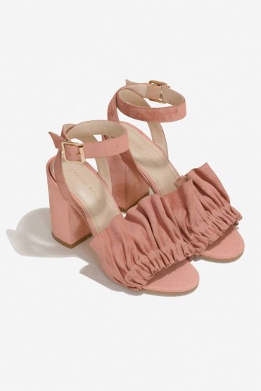 Lavish Alice Suede Ruffle Sandals in Soft Pink - flipped