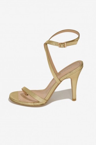 Lavish Alice Leather Heeled Sandals in Gold ~ party heels ~ strappy evening shoes - flipped